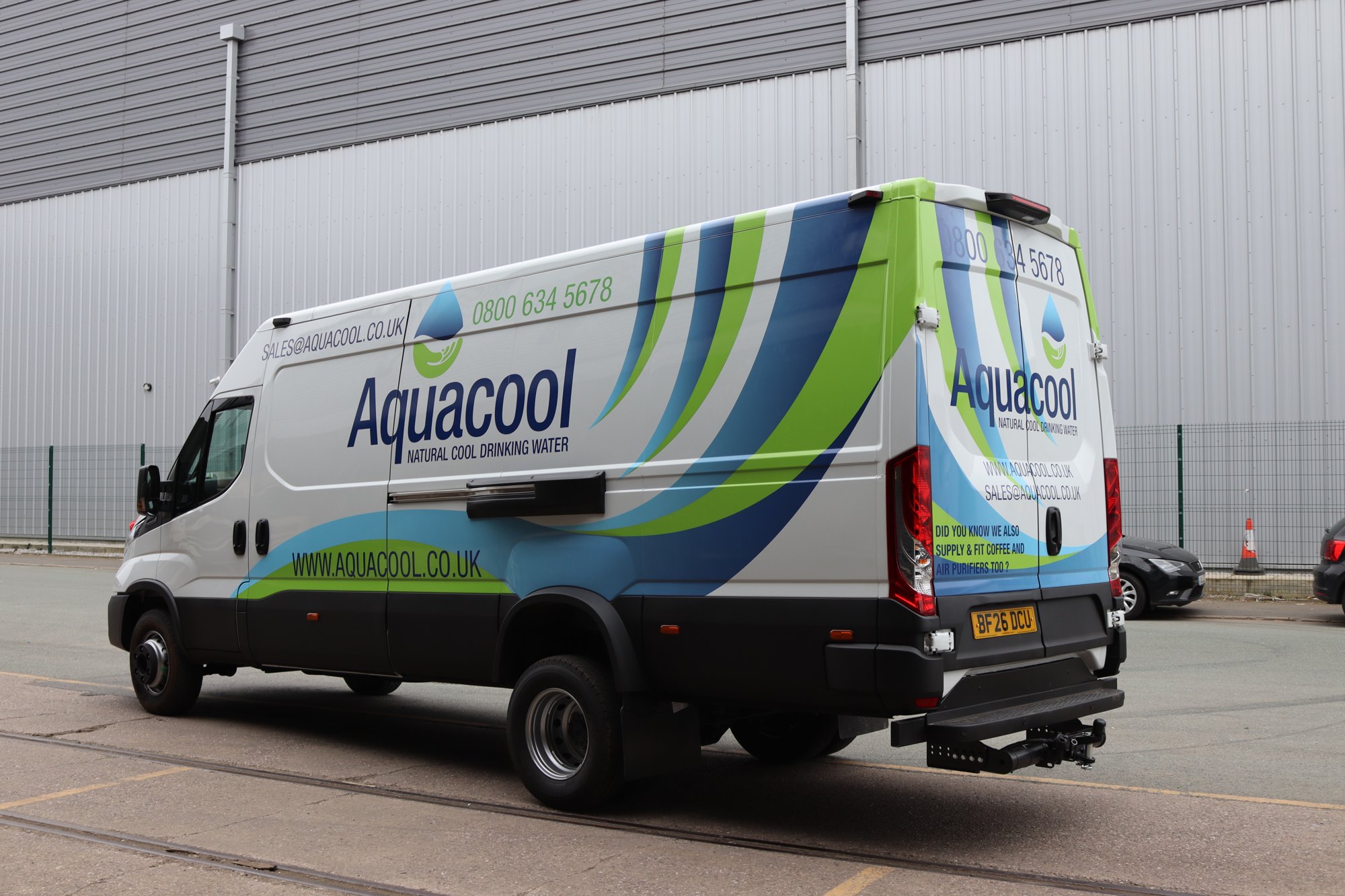 Side view of the Aquacool Iveco Daily printed van wrap, Manchester