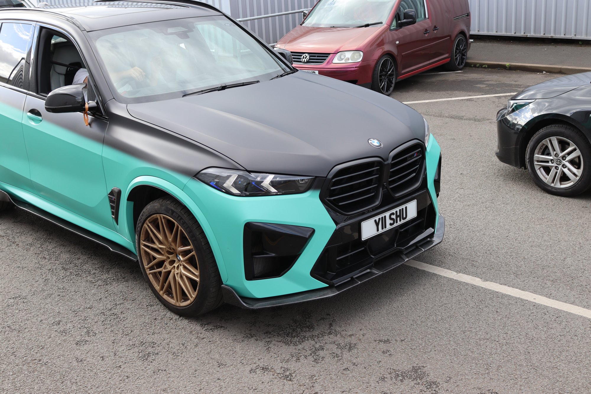 BMW X5 M two-tone wrap, satin black bonnet and Tiffany blue body, Manchester