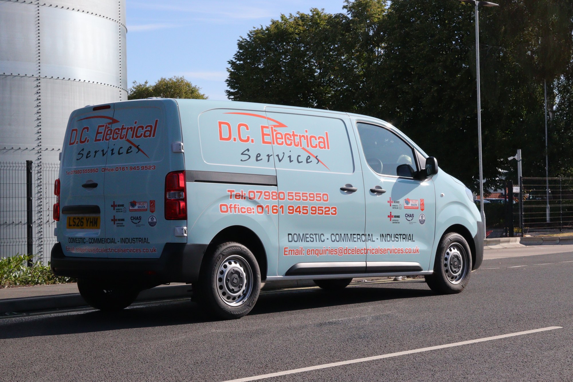DC Electrical Services Fiat Scudo with full cut vinyl van signage by Auto Wrap Manchester