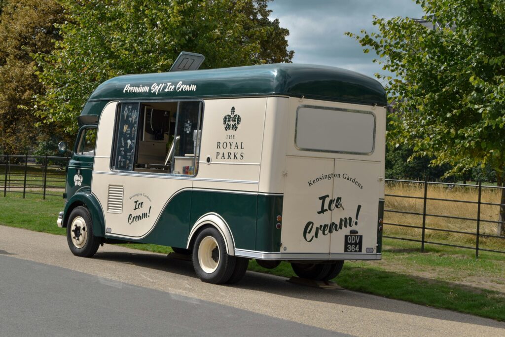 Ice cream van in a clean premium green and cream livery